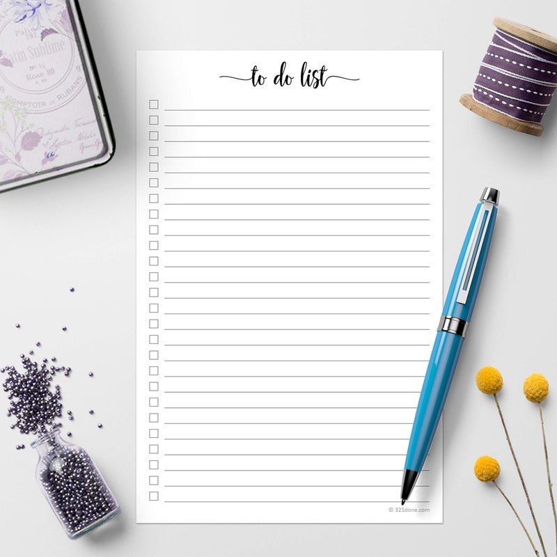 321Done To Do List Notepad - Pack of 2-50 Sheets (5.5"" x 8.5"") To-Do's Notepad Tear Off  Planning Memo Pad  Planner Checklist Organizing - Made in USA - Simple Script - College-Ruled - Image 3